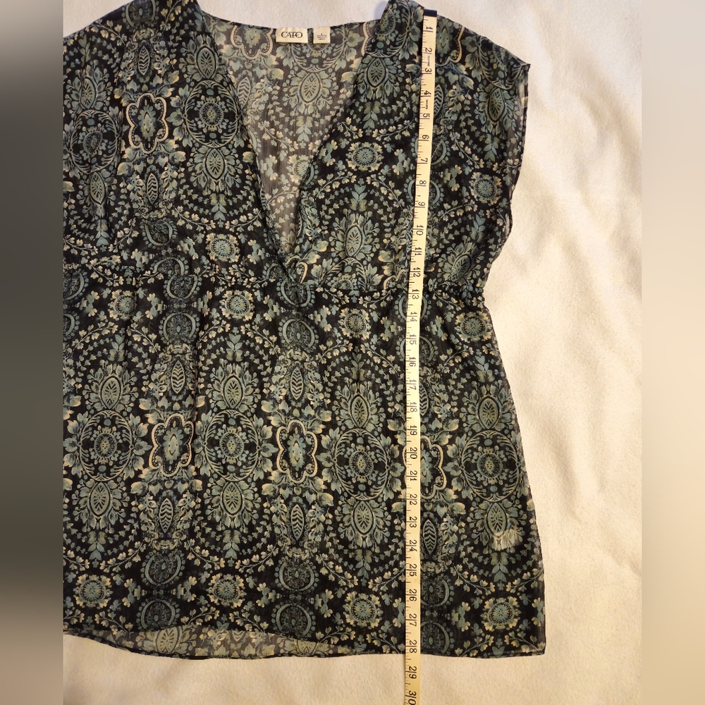 Cato Green And Black Paisley Patterned Blouse - Picture 9 of 9